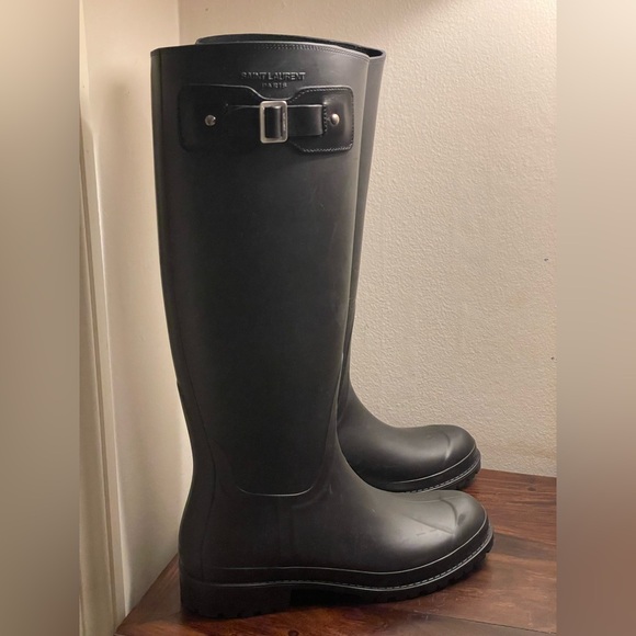 Saint Laurent Shoes - Saint Laurent Black Rain & Snow Boots